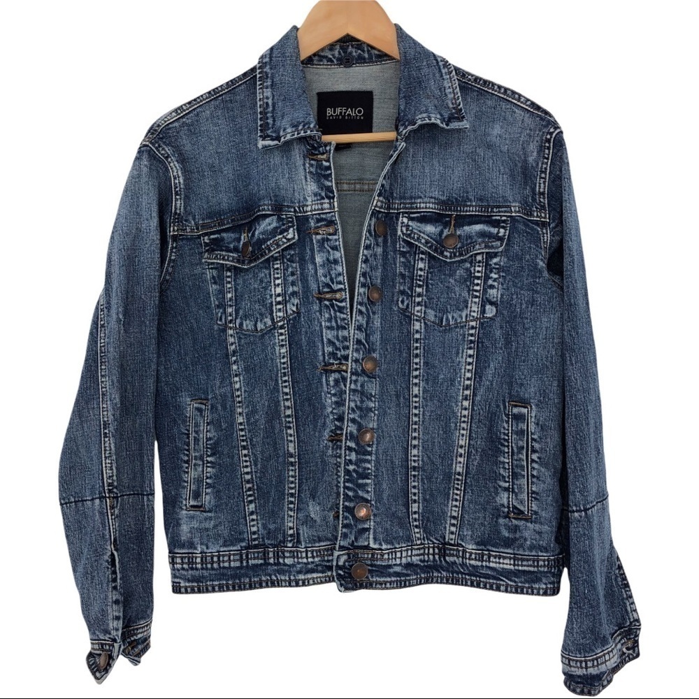 Buffalo David Bitton distressed denim jean jacket, XS
